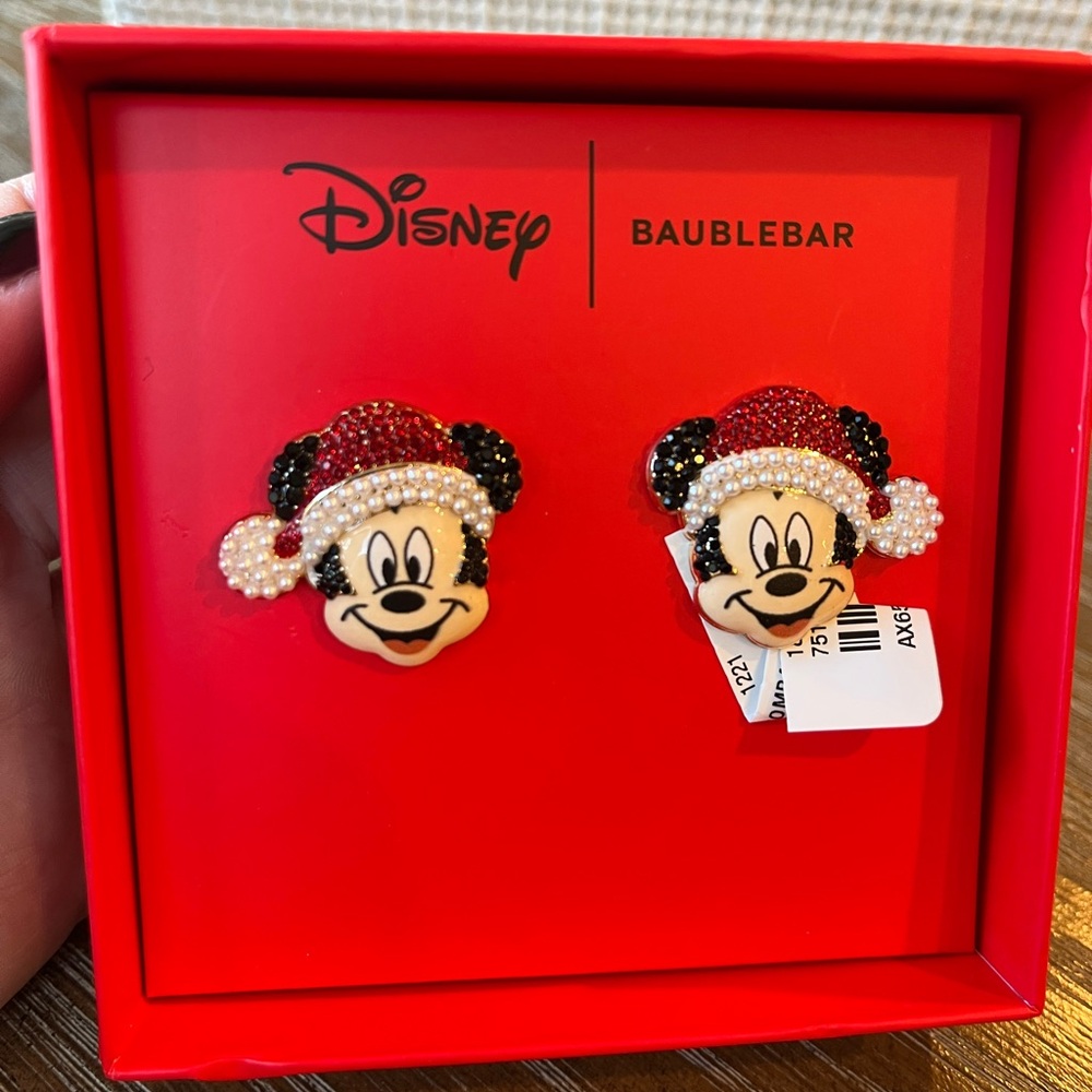 BaubleBar Disney Mickey Mouse Santa Hat Christmas Earrings